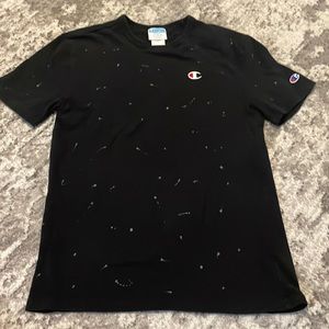 Black, Grey paint splattered T